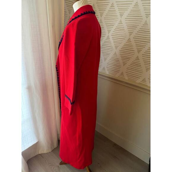 Isetan Japan Vintage Women’s Red & Navy Ric Rac Full Length Jacket - Picture 6 of 10
